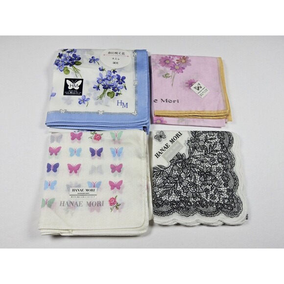Hanae Mori Lot Of 4 Handkerchief Neckerchief Bandana Scarf - Picture 1 of 6